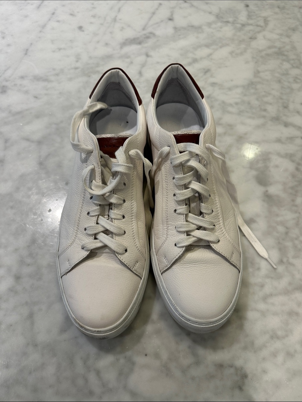To Boot White Leather Sneakers with Brown Heel/ Monterey